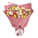 Букет из 51 тюльпана яркий микс